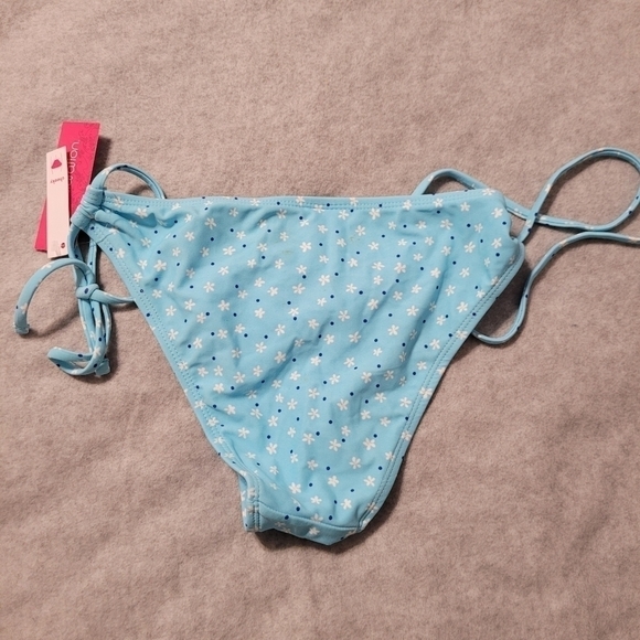 Xhilaration Juniors Cheeky String Bikini Bottom Floral Print Blue SIZE S (0-2) - Picture 2 of 4